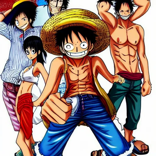 Prompt: luffy and the one piece, anime artwork