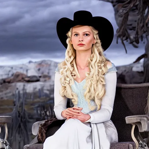 Prompt: Elsa as a host in Westworld