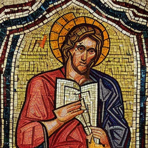 Prompt: cathedral mosaic art depicting the angel azrael