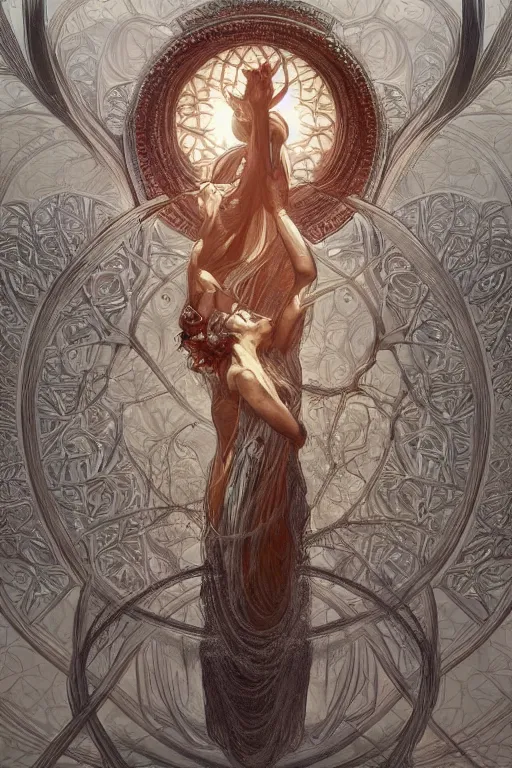 Image similar to ultra realistic illustration, a statue of the tree of life, intricate, elegant, highly detailed, digital painting, artstation, concept art, smooth, sharp focus, illustration, art by artgerm and greg rutkowski and alphonse mucha