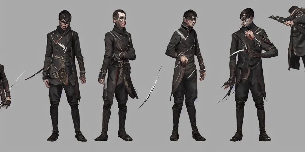 Image similar to dishonored 2 character design teenage boy, game concept art, matte painting, artstation