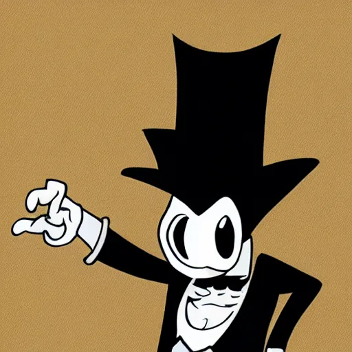 Image similar to a vampire with a top hat in the style of chad moldenhauer, cuphead
