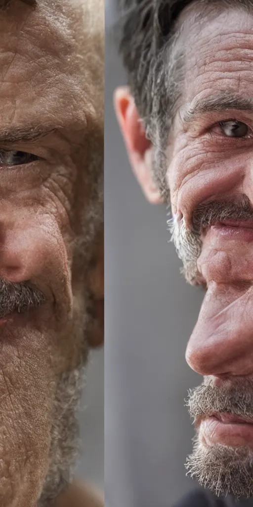 Image similar to a man slowly withering away but genuinely excited about it, ultra detail.