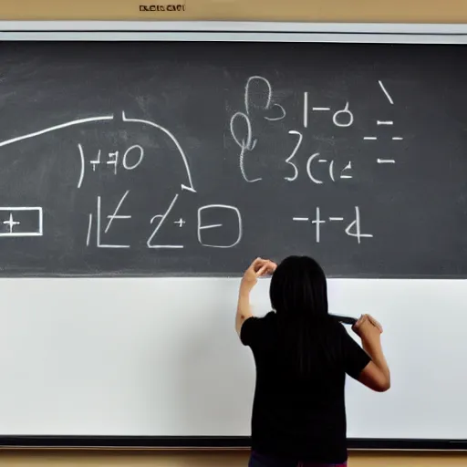 Prompt: brilliant mathematician writing on blackboard a formula for the perfect YouTube video, youtube logo in chalk