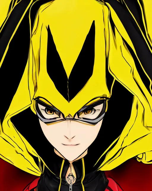 Image similar to Young Arabian half-wolf. Dressed in yellow cloth. Portrait in Persona 5, Persona 5 style, anime