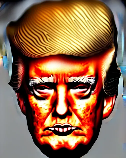 Prompt: portrait of donald trump with eyebrows on fire, ultra detailed, hyperrealism, trending on artstation, 8 k 4 d