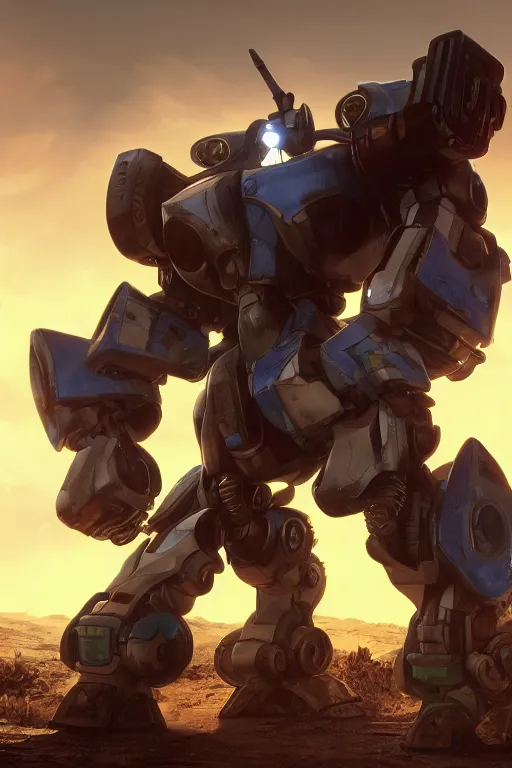 Image similar to mechwarrior 5 : mercenaries mech megaman transformer robot boss tank engine game octane render, 4 k, hd 2 0 2 2 3 d cgi rtx hdr style chrome reflexion glow fanart, global illumination ray tracing hdr fanart arstation by ian pesty by jesper ejsing pixar and disney unreal zbrush central hardmesh