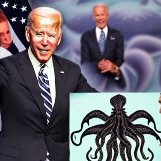Prompt: joe biden witnessing cthulhu, picture, realistic