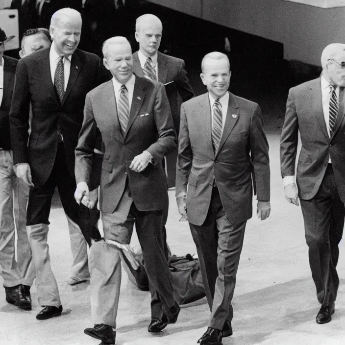 Image similar to Joe Biden walking with Lee Harvey Oswald as walmart