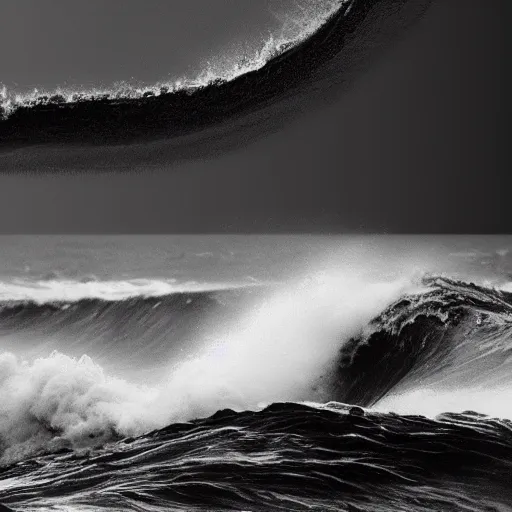 Prompt: a tsunami wave coming through a night stormy ocean, rules of thirds, photorealistic - n 4 - i - s 8 8 8