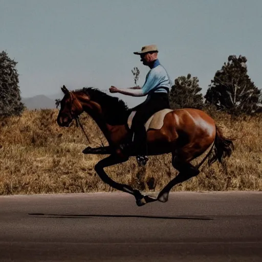 Image similar to man riding an invisible horse