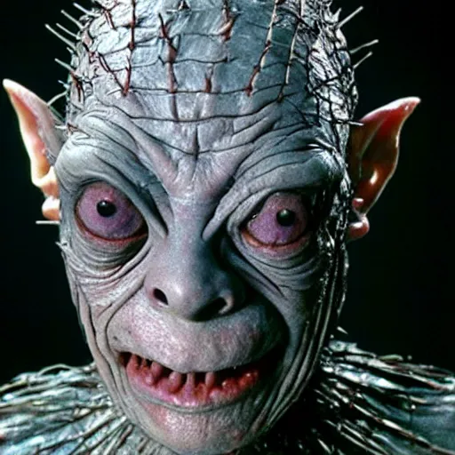 Prompt: Gollum as pinhead from Hellraiser