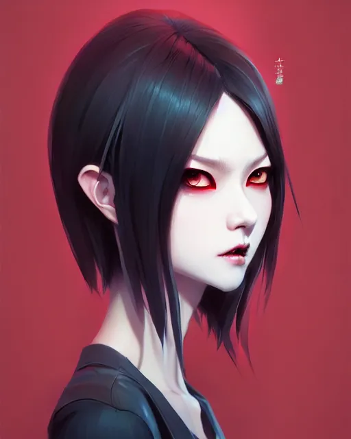 Prompt: sharp hq rendering, vampire, asian character portrait, beautiful concept art, appealing character, painterly, fanart, highly detailed in the style of wlop by ilya kuvshinov, wenjun lin, sakimichan, artgerm, angular asymmetrical design, chinese artist, eastern art style, nixeu