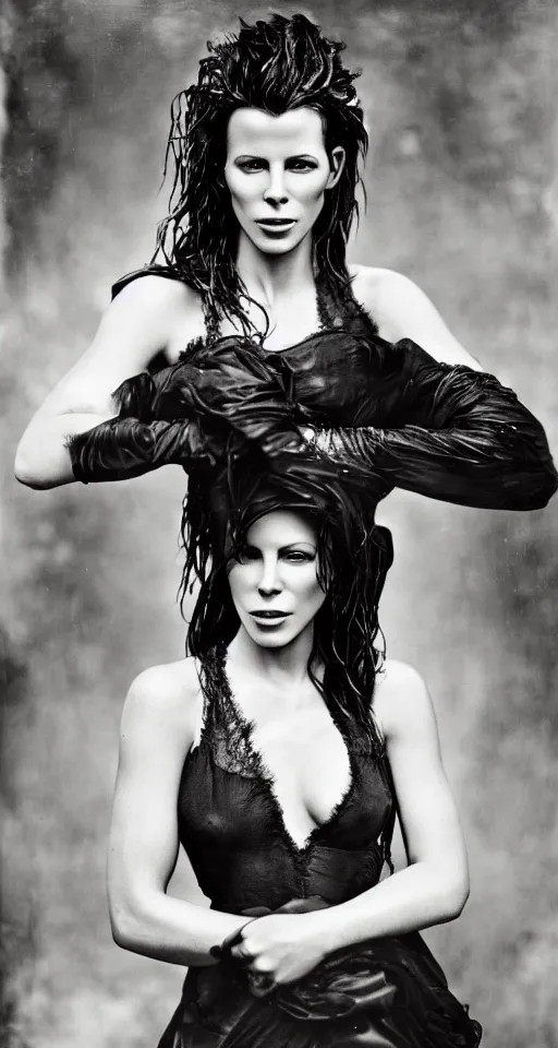 Image similar to wet plate photograph, a beautiful portrait of Kate Beckinsale