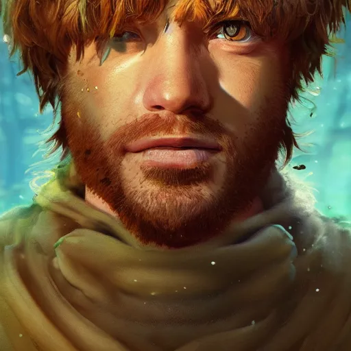 Image similar to shaggy using 100 percent of his power, au naturel, hyper detailed, digital art, trending in artstation, cinematic lighting, studio quality, smooth render, unreal engine 5 rendered, octane rendered, art style by klimt and nixeu and ian sprigger and wlop and krenz cushart