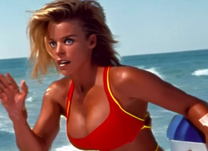 Prompt: a film still of a waman called tracer in baywatch ( 1 9 8 9 )