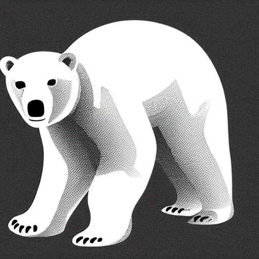 Image similar to book illustration of a wonderful polar bear, book illustration, monochromatic, white background