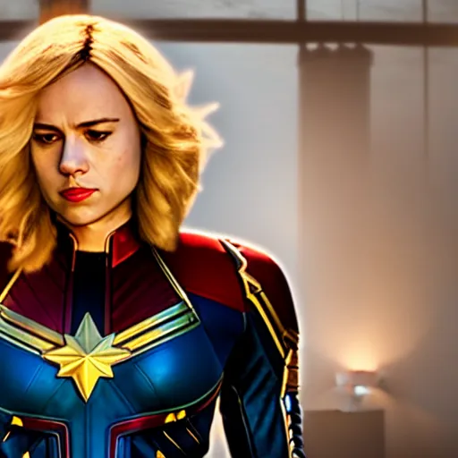 Image similar to film still of Scarlett Johansson as Captain Marvel in Captain Marvel