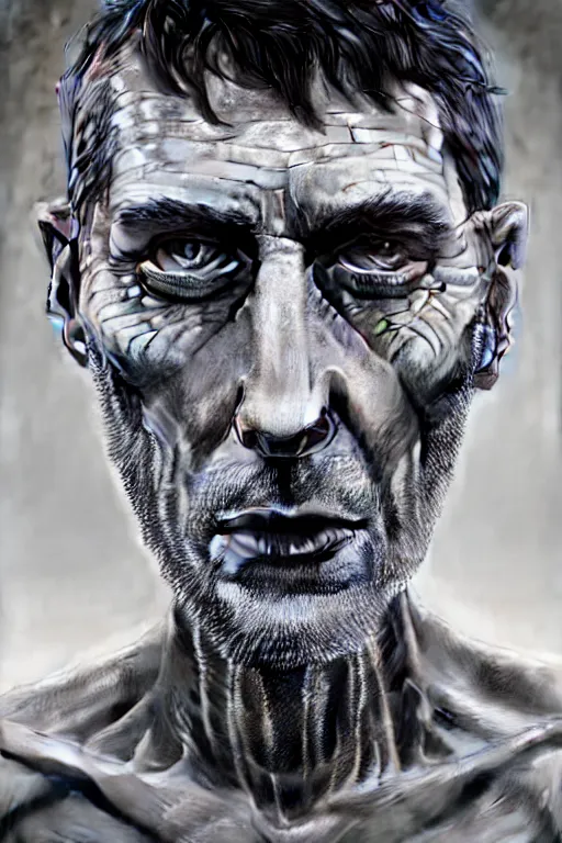 Prompt: hyperrealistic close - up portrait of psychedelic - shaman highly detailed concept art eric zener elson peter cinematic hard lighting high angle hd 8 k sharp shallow depth of field, inspired by denis villeneuve and zdzisław beksinski