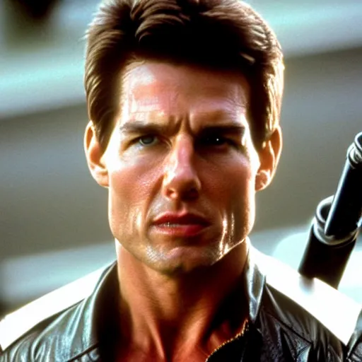 Image similar to film still of tom cruise as the terminator in terminator 8 2 0 2 3