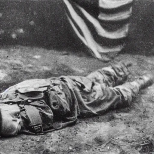 Image similar to photo of a dead american soldier during world war 2