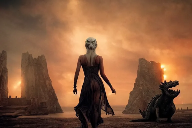 Game of Thrones silhouette logo illustration, Daenerys Targaryen