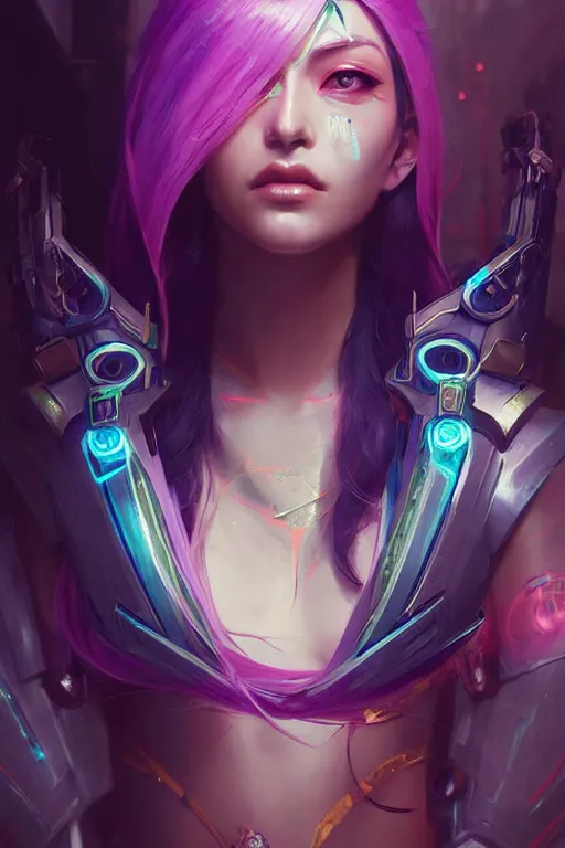 Prompt: irelia from league of legends, cyberpunk futuristic neon. decorated with traditional japanese ornaments by ismail inceoglu dragan bibin hans thoma greg rutkowski alexandros pyromallis nekro rene maritte illustrated, perfect face, fine details, realistic shaded, fine - face, pretty face, masterpiece