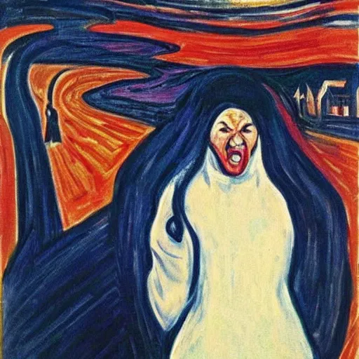 Image similar to obama and harry potter together shouting in unison on the scream edvard munch's painting, style of monet, museum masterpiece, worth a lot, sothebys