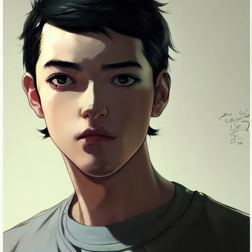 Image similar to pablo pascal portrait as manga boy, realistic shaded perfect face, fine details. anime. realistic shaded lighting poster by ilya kuvshinov katsuhiro otomo ghost - in - the - shell, magali villeneuve, artgerm, jeremy lipkin and michael garmash and rob rey