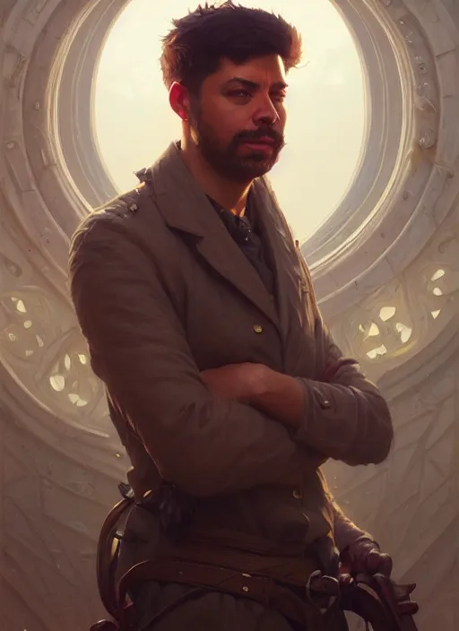 Image similar to highly detailed portrait of luis nazario de lima, stephen bliss, unreal engine, fantasy art by greg rutkowski, loish, rhads, ferdinand knab and lois van baarle, ilya kuvshinov, rossdraws, tom bagshaw, alphonse mucha, global illumination, detailed and intricate environment