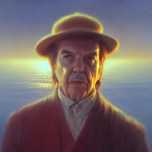 Image similar to portrait of captain beefheart, sunset, gorgeous view, depth, painted by seb mckinnon, high detail, digital art, painted by greg rutkowski, trending on artstation