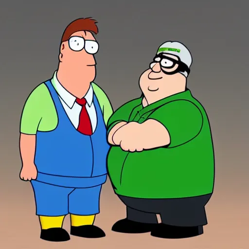 Prompt: Peter Griffin meets Vinesauce Joel, Realistic, HDR, Clear Image, HDD, Dynamic lighting,