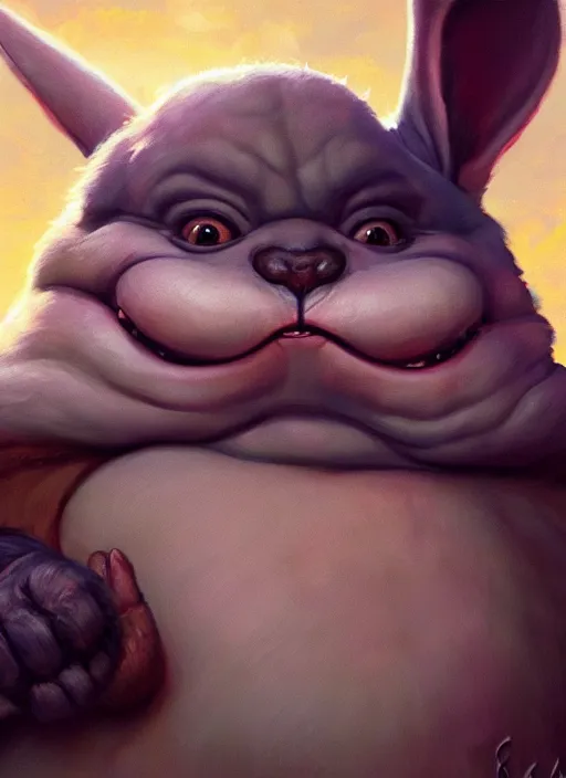 Image similar to hyper realistic, zoomed out portrait of a adorable, cute, happy, big chungus in star wars, by greg rutkowski, scott m fischer, artgerm, loish, anne stokes, alexandros pyromallis