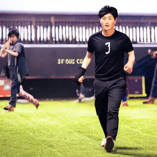 Prompt: movie still of son heung-min as knish in rounders,