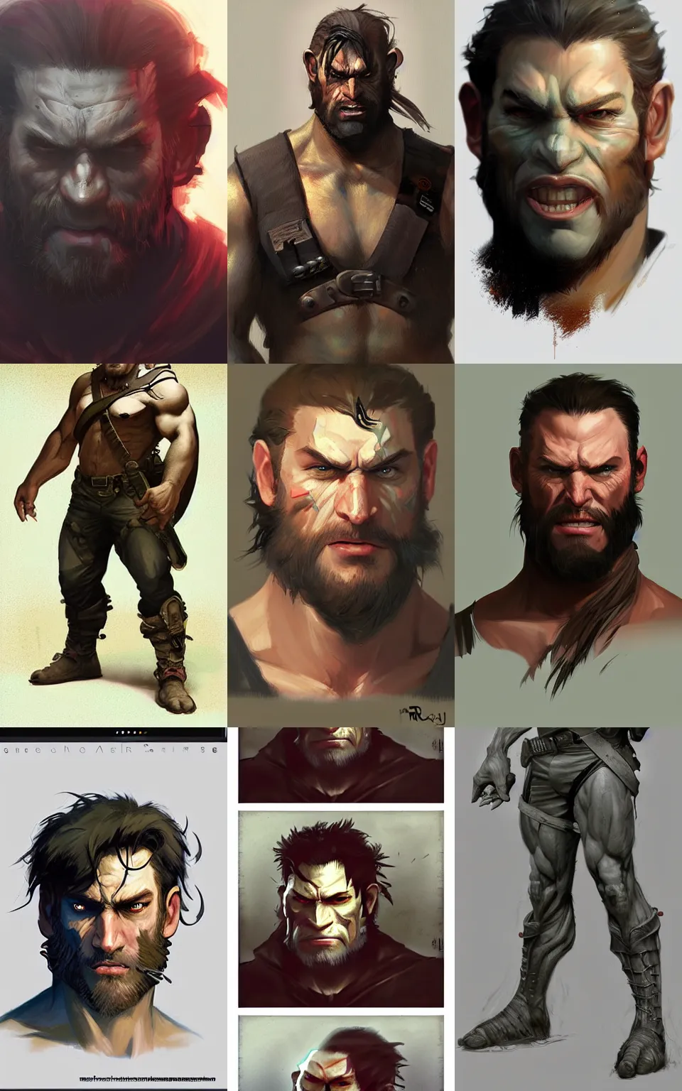 Prompt: character concept portrait, half - orc redneck, style digital painting, concept art, smooth, sharp focus, illustration, from metal gear, by ruan jia and mandy jurgens and william - adolphe bouguereau, artgerm