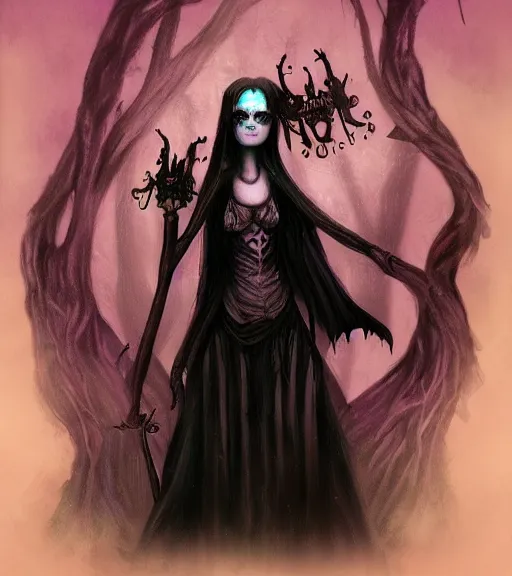 Image similar to gothic dead beautiful female witchs, digital painting, liminal eerie midnight backlit, a picture taken by Daniel Dos Santos and Michael Komarck