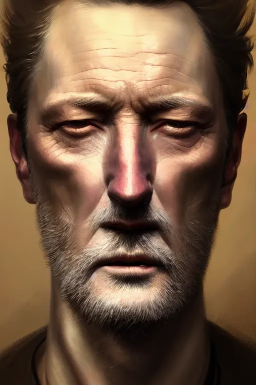 Prompt: ultra detailed close up facial portrait of bryan brown, extremely detailed digital painting, in the style of fenghua zhong and ruan jia and jeremy lipking and peter mohrbacher, mystical colors, rim light, beautiful lighting, 8 k, stunning scene, raytracing, octane, trending on artstation