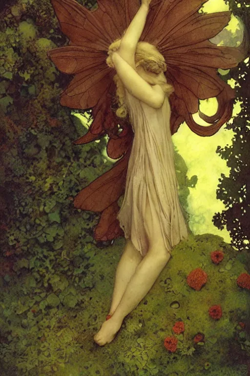 Image similar to a faerie, by jean - baptiste monge and maxfield parrish