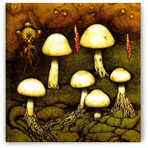 Prompt: poisonous mushrooms by John Bauer