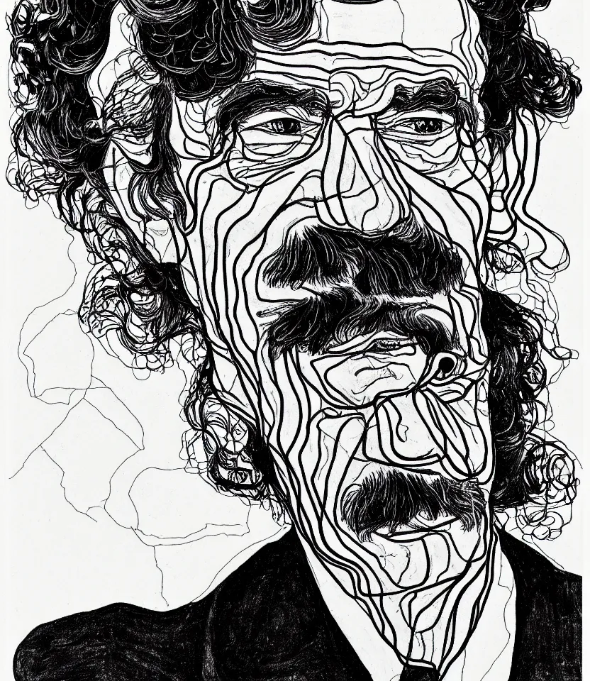 Prompt: detailed line art portrait of albert schweitzer, inspired by egon schiele. caricatural, minimalist, bold contour lines, musicality, soft twirls curls and curves, confident personality, raw emotion