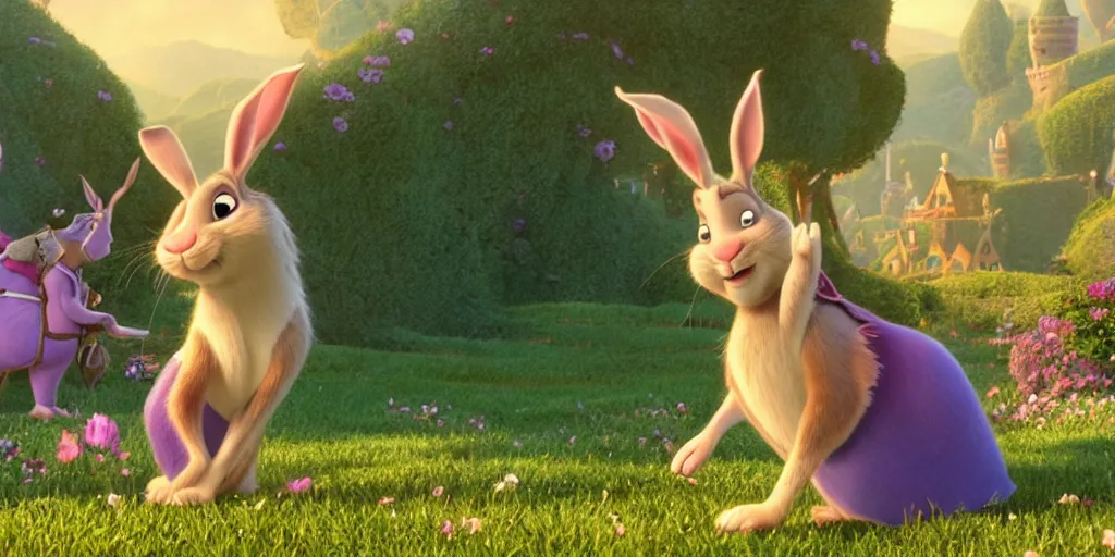 Image similar to a rabbit in the movie tangled, screenshot