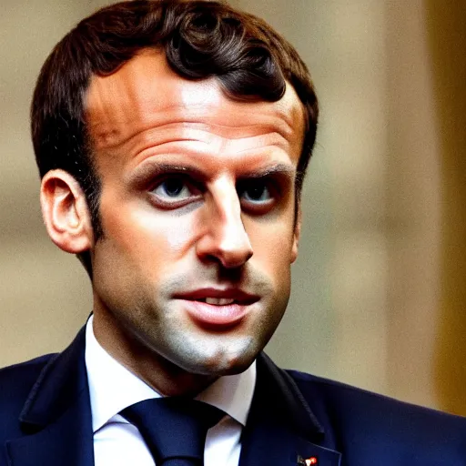 Image similar to portrait of emmanuel macron has a comic character