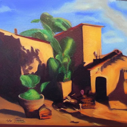 Image similar to minervino murge, oil painting