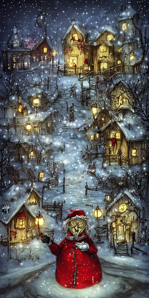 Image similar to a scrooge christmas scene by alexander jansson