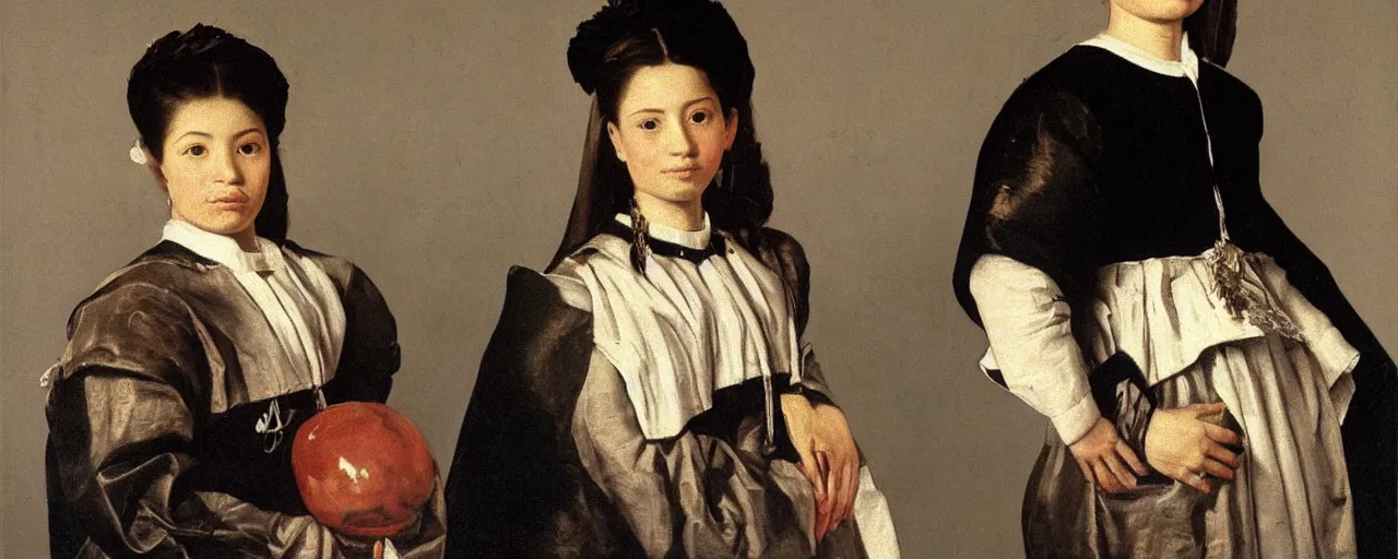 Image similar to painting by diego velasquez, young woman, high resolution, very detailed art