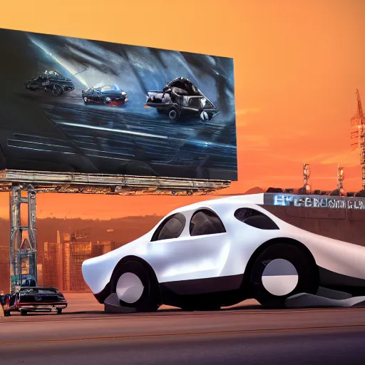 Image similar to sci-fi cars trucks motorcycles 50% of canvas in center and wall near structure on the coronation of napoleon painting and digital billboard in the middle and everything in style of zaha hadid and suprematism forms unreal engine 5 keyshot octane artstation trending bladerunner 2049 colors lighting ultra high detail ultra photo realistic 8k 16k in plastic dark tilt shift