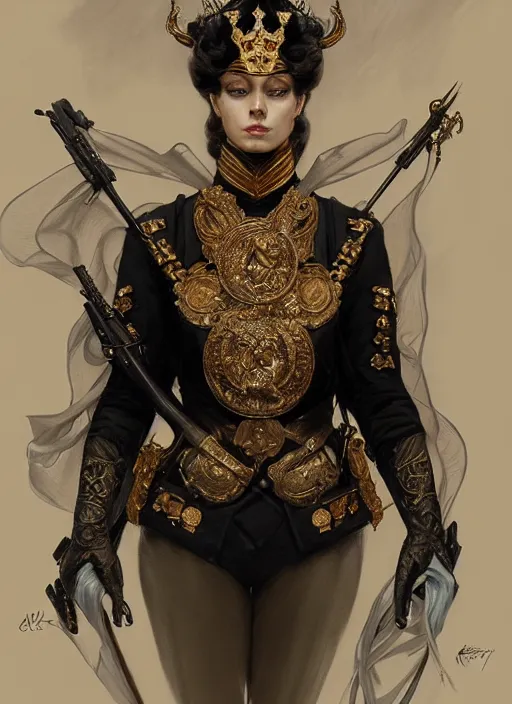 Prompt: portrait of supreme leader kitty, royalty, extravagant, lord, full body, military uniform, fantasy, intricate, elegant, beautiful, highly detailed, charcoal, centered, dark, smokey, digital painting, artstation, concept art, art by artgerm and greg rutkowski and alphonse mucha