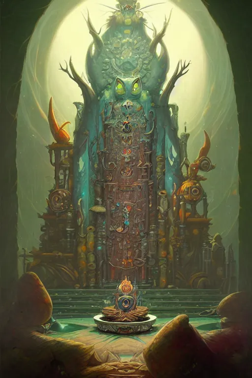 Image similar to Throne Room of the Shaman Owl King, by Peter Mohrbacher