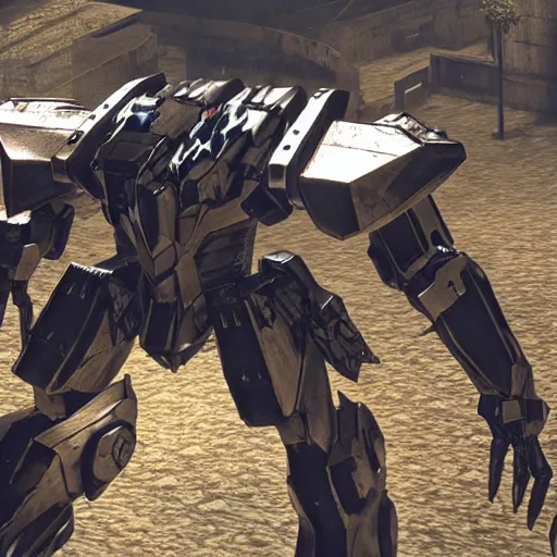 Image similar to cinematic still from ps 5 armoredcore 6 and westworld, close shot of slim ornate armored core by fujioka kenki and by mamoru nagano,