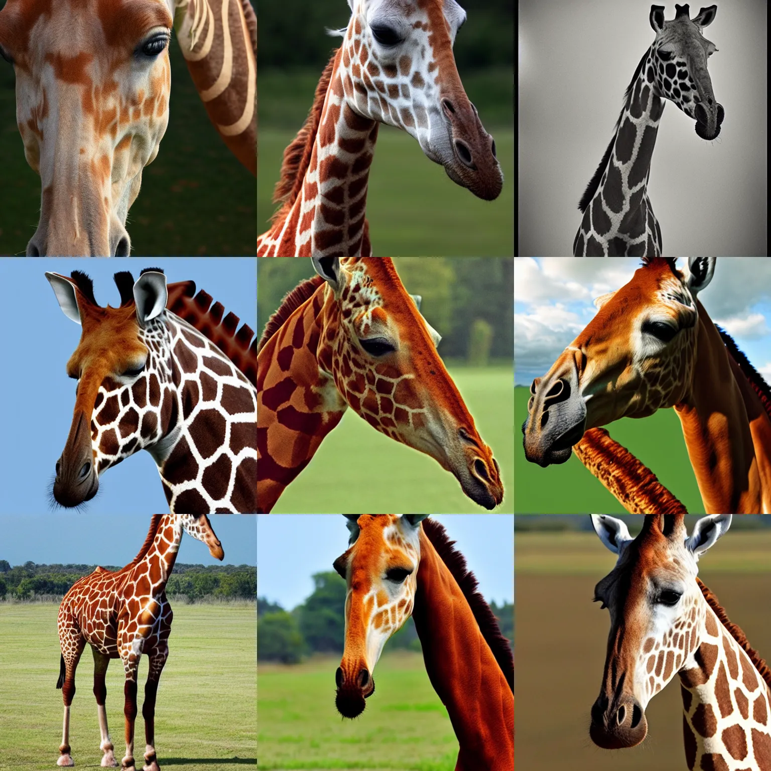Prompt: a horse with the neck of a giraffe
